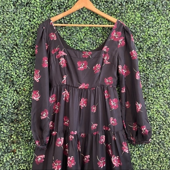 Nicholas Silk Floral Tiered Maxi Dress Black - Picture 5 of 10